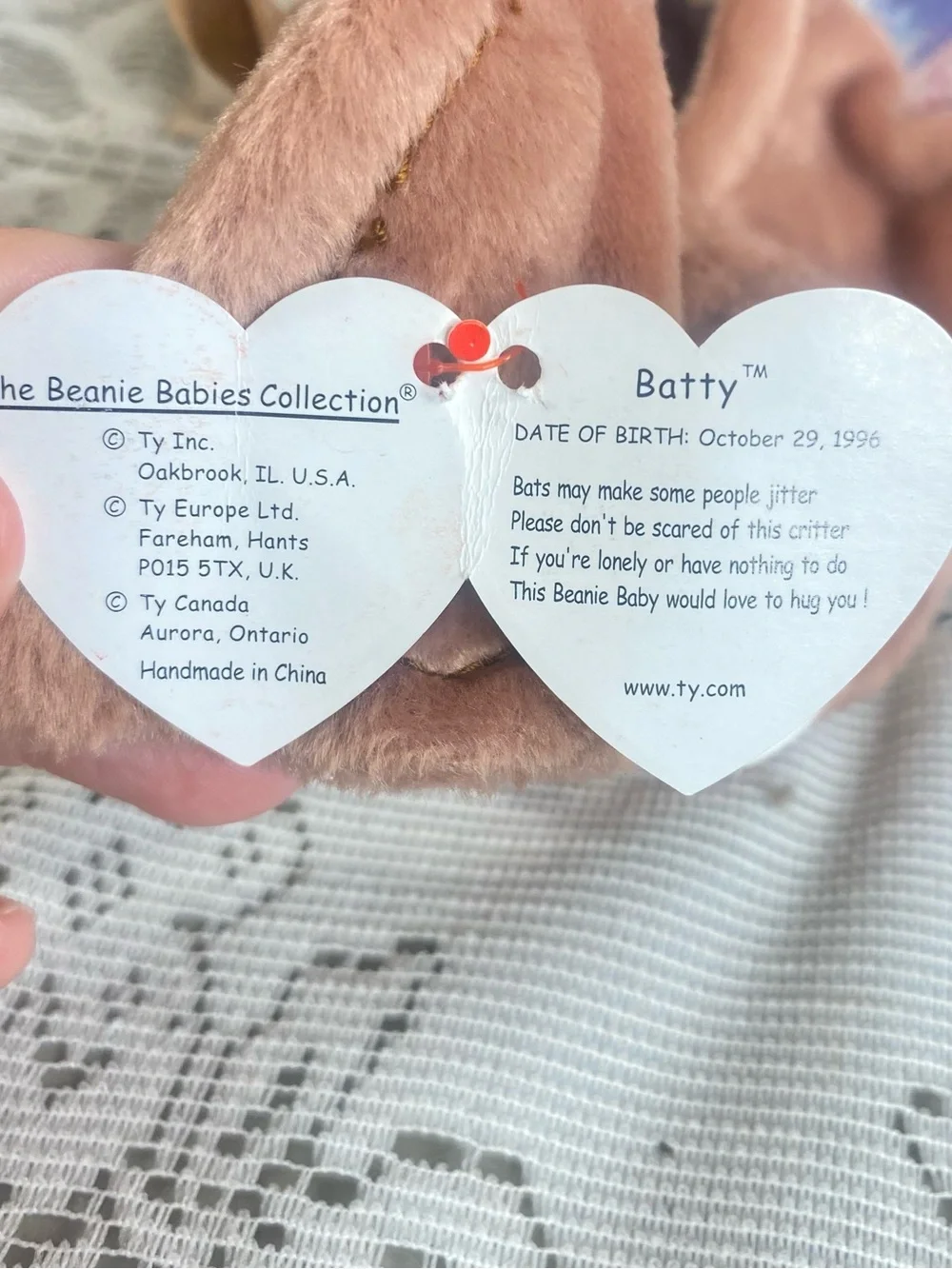 Ty Beanie Babies Batty the Bat 1996 Original Retired Vintage Stuffed Plush